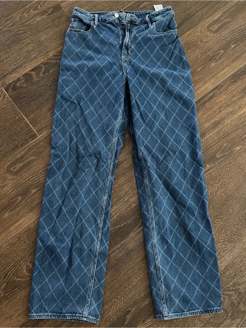 Hollister Blue Argyle Wash Mid-Rise Jeans
